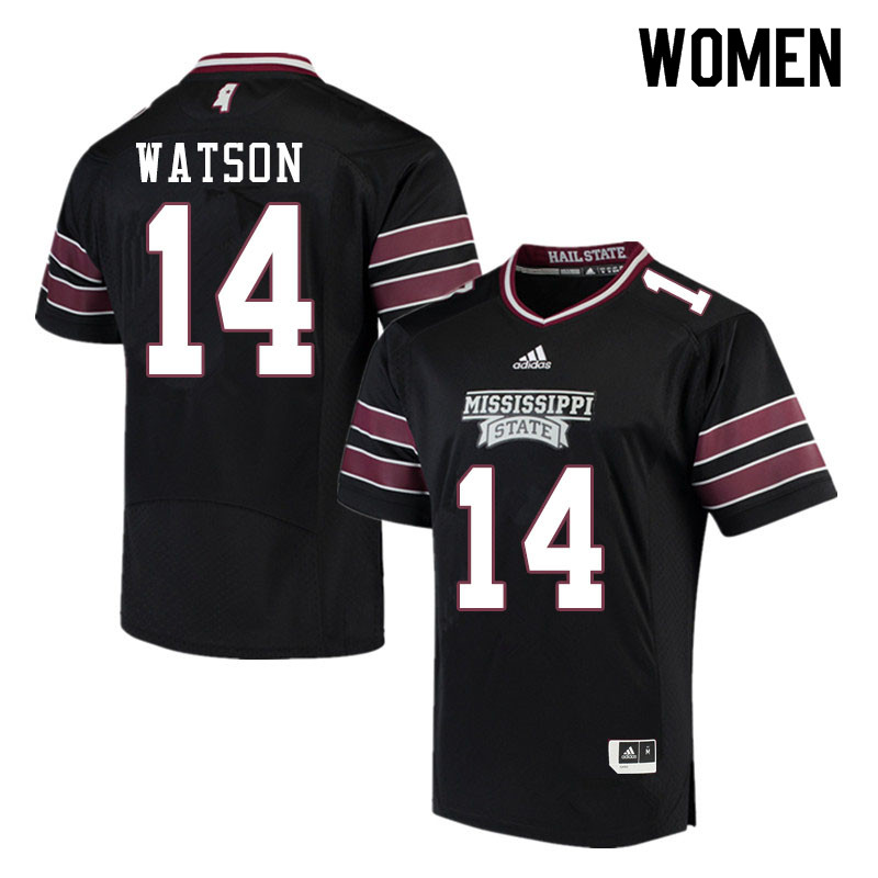 Women #14 Nathaniel Watson Mississippi State Bulldogs College Football Jerseys Sale-Black - Click Image to Close